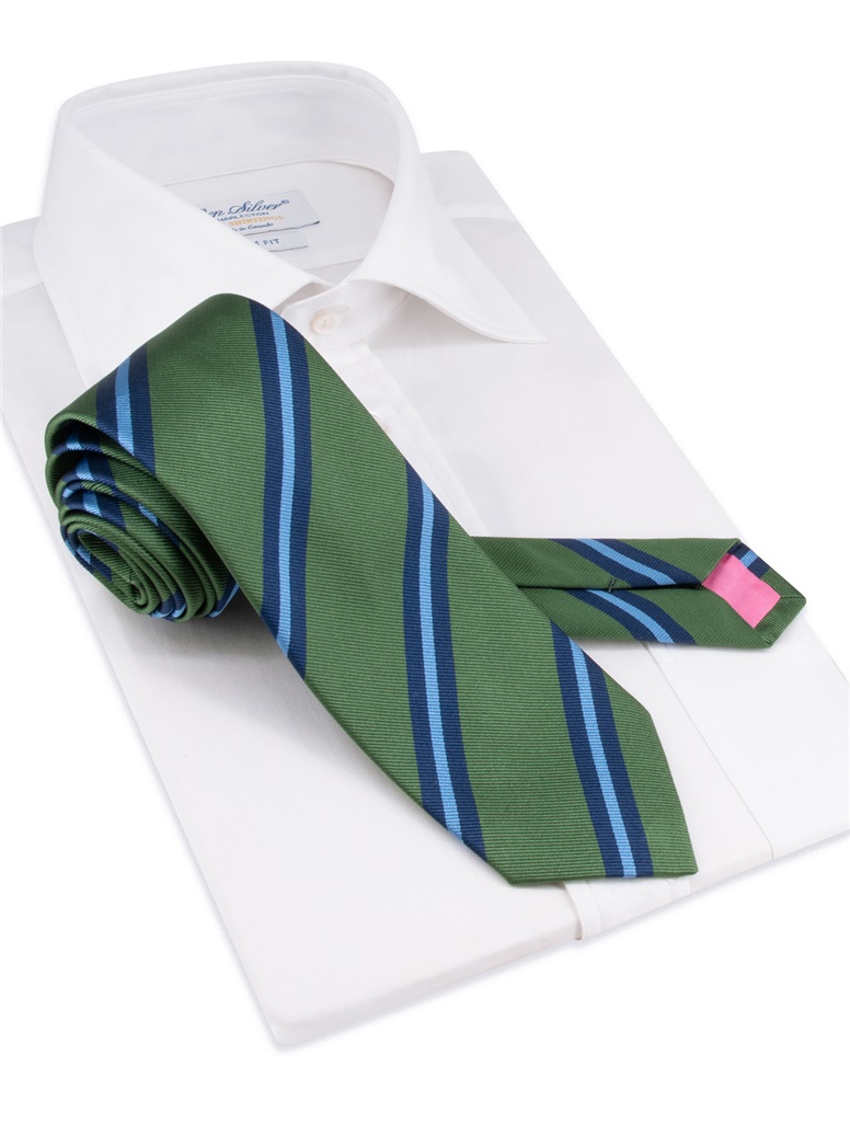 Silk Striped Tie in Fern
