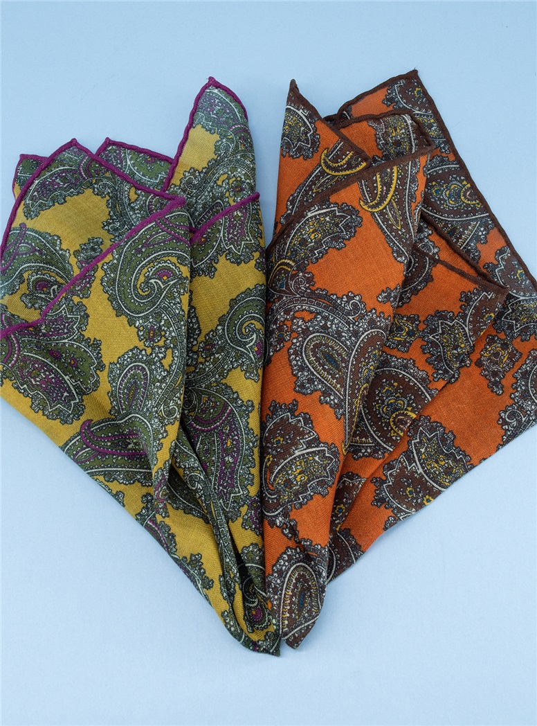 Wool and Silk Paisley Pocket Square