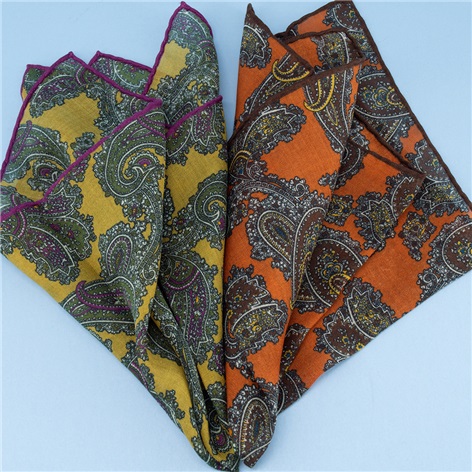 Wool and Silk Paisley Pocket Square