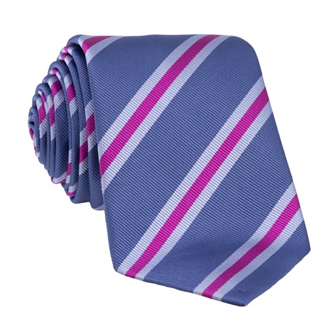 Silk Striped Tie in Denim
