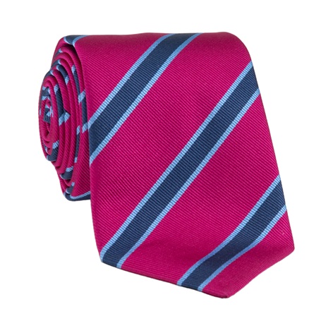 Silk Striped Tie in Magenta