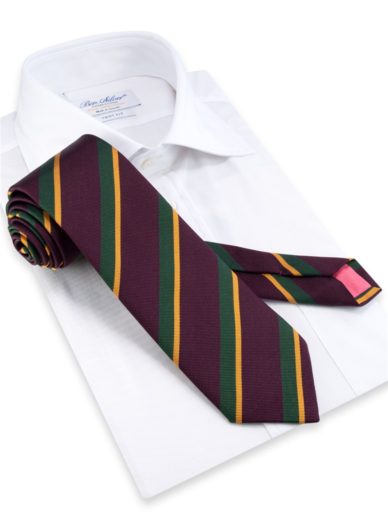 Double Striped Silk Tie in Purple