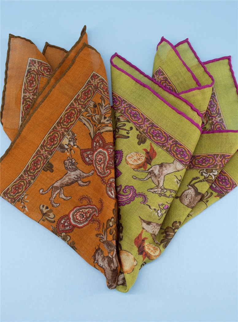 Wool and Silk Woodland Pocket Square