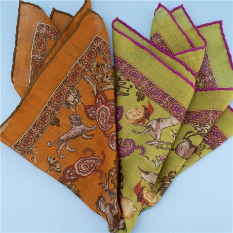 Wool and Silk Woodland Pocket Square