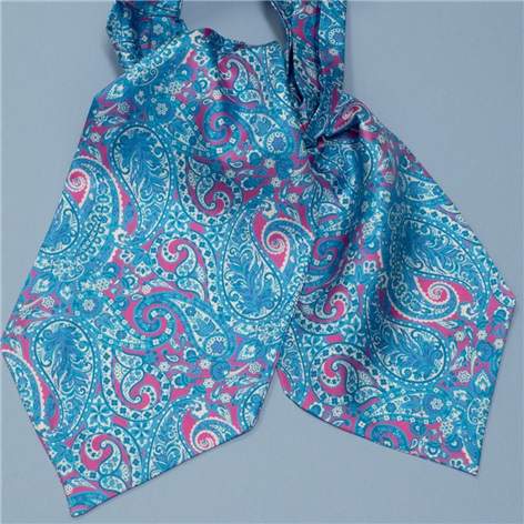Silk Paisley Ascot in Berry