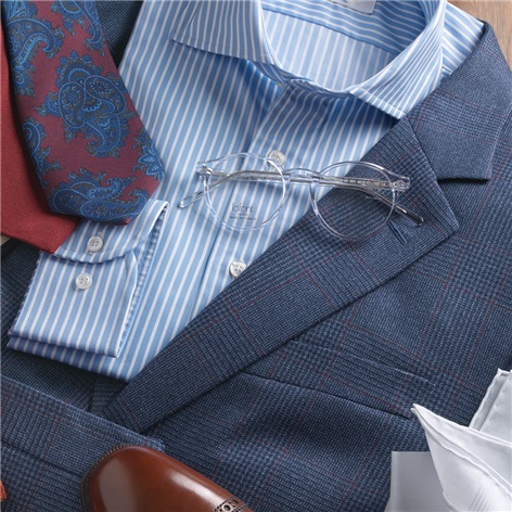 Navy Glen Plaid Suit with Claret Windowpane