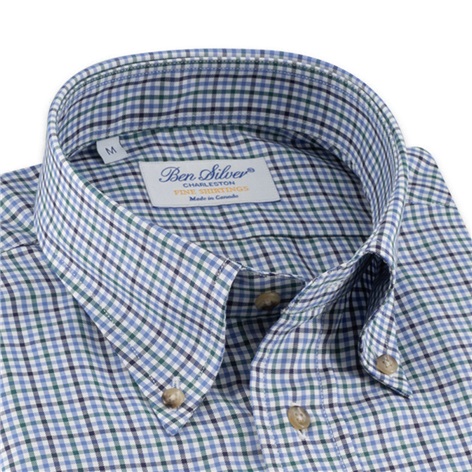Green, Sky, and Navy Check Button Down