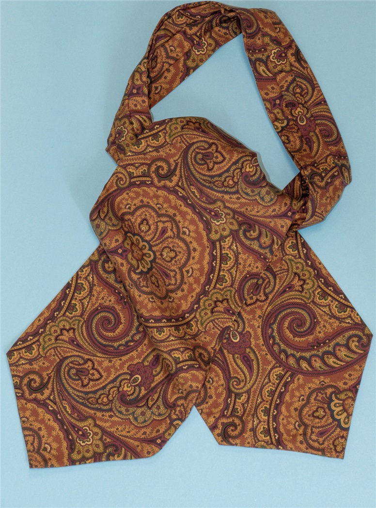 Large Paisley Printed Ascot in Copper