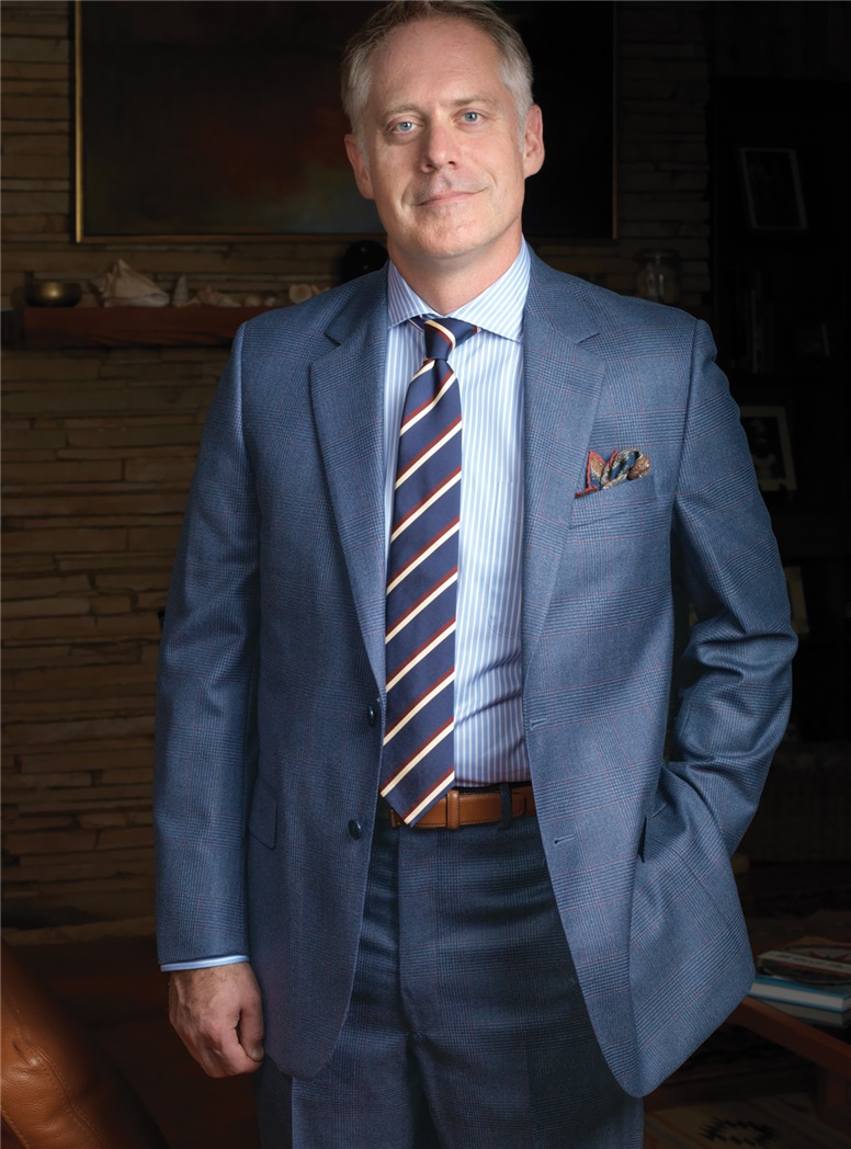 Navy Glen Plaid Suit with Claret Windowpane