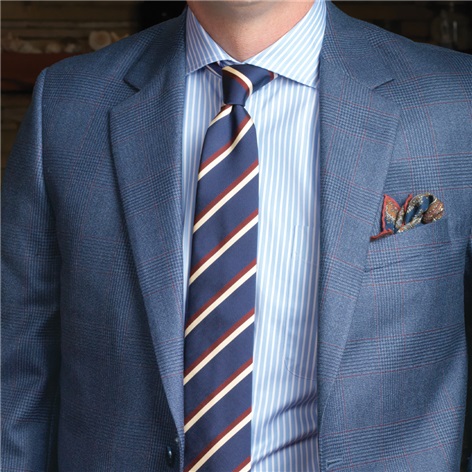 Navy Glen Plaid Suit with Claret Windowpane