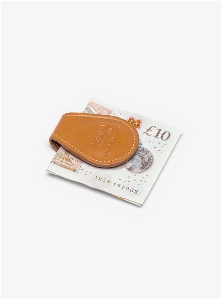 Leather Money Clip in Newton Tan