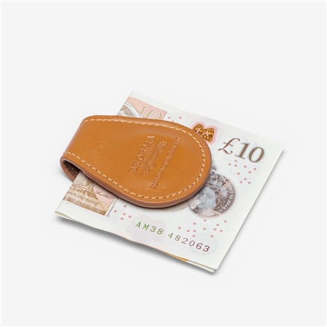 Leather Money Clip in Newton Tan