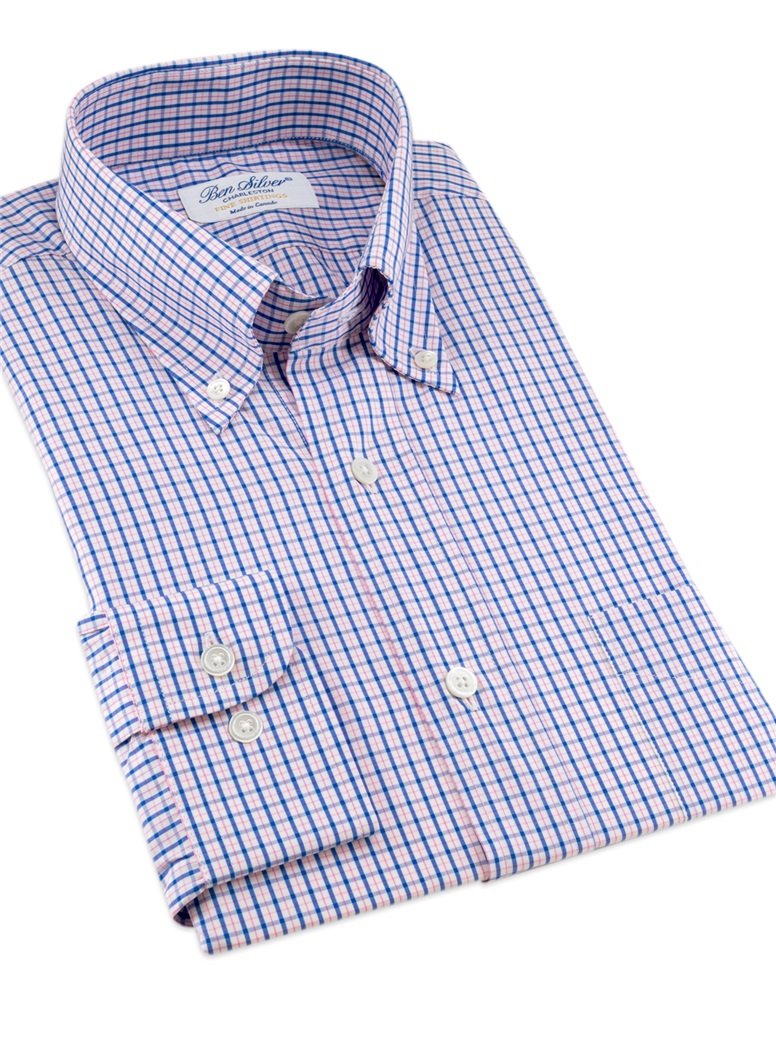 Pink and Royal Graph Check Button Down
