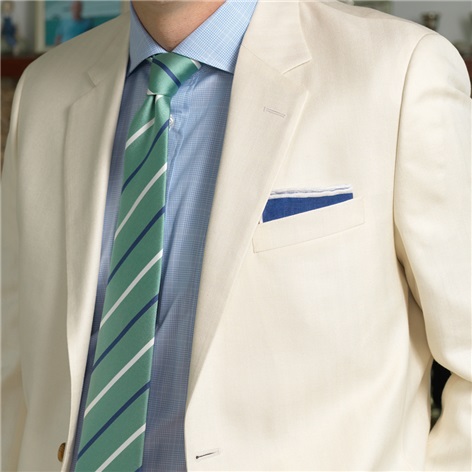 Wool, Silk & Linen Sport Coat in Cream Herringbone