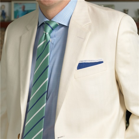 Wool, Silk & Linen Sport Coat in Cream Herringbone