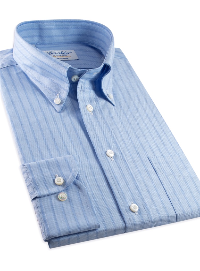 Blue Oxford Button Down with Blue Stripe