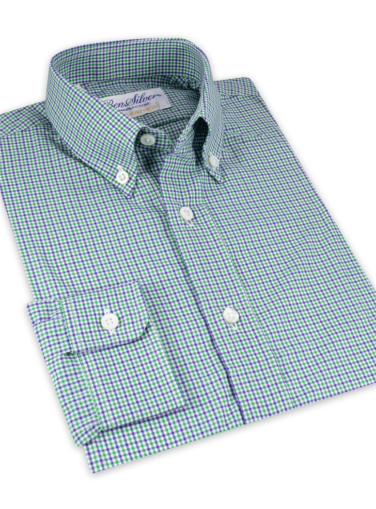 Boy's Shirt in Purple and Green Check