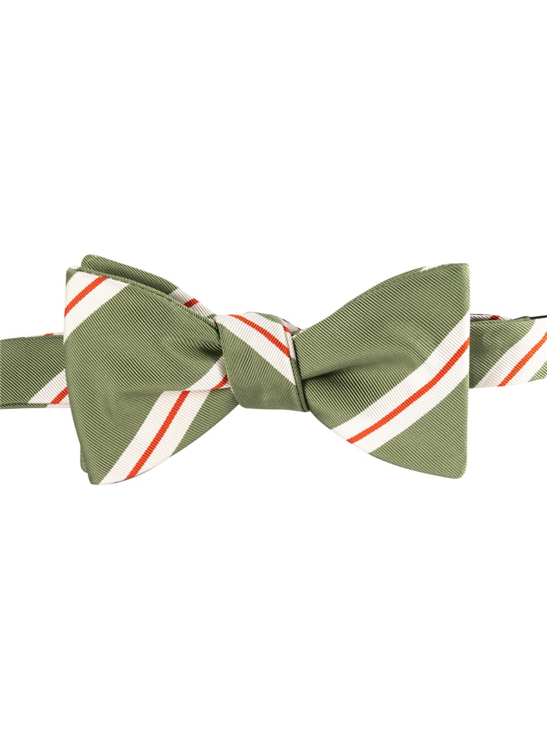 Mogador Striped Bow Tie in Olive