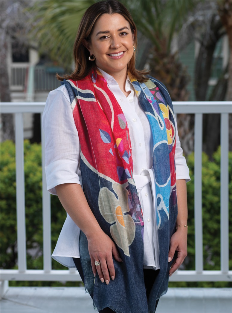 Ladies Floral Printed Scarf in Blue