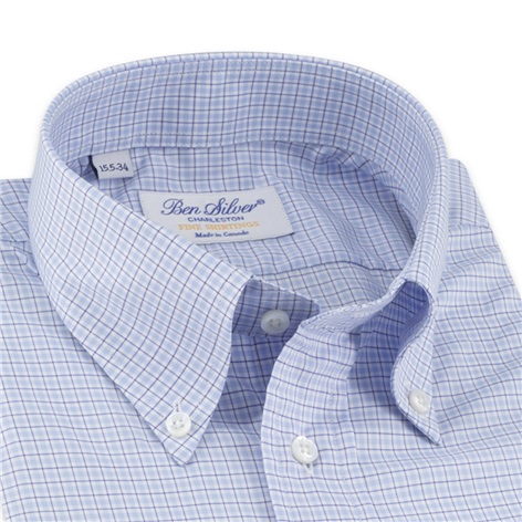 Sky and Navy Windowpane Button Down