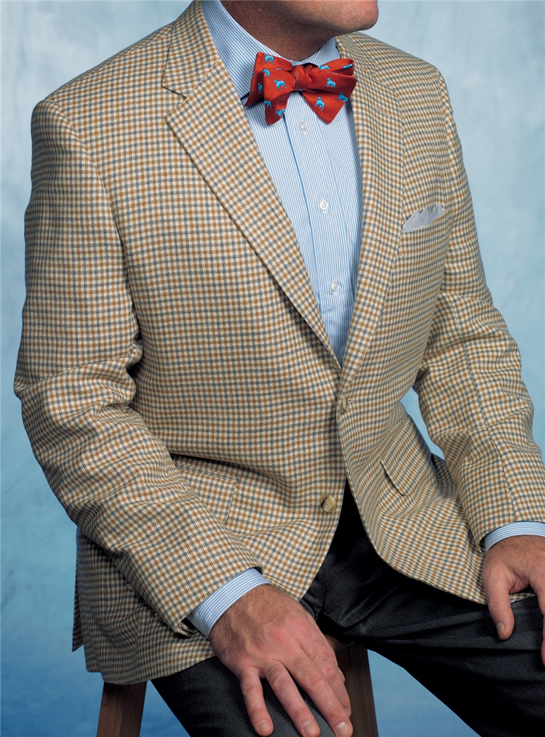 Classic District Check Sport Coat in Grey-ish Blue and Ochre