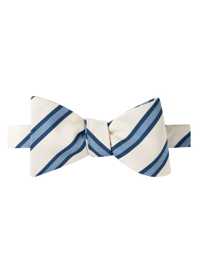 Mogador Striped Bow Tie in White