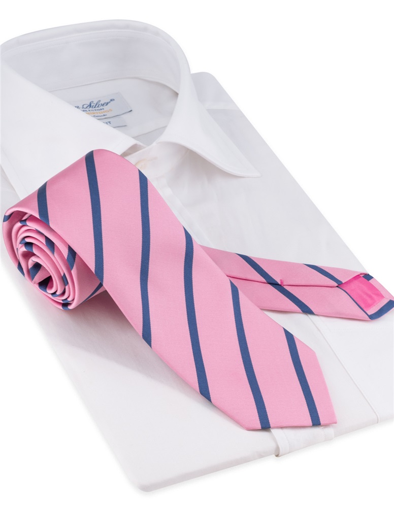 Silk Bar Striped Tie in Cherry Blossom