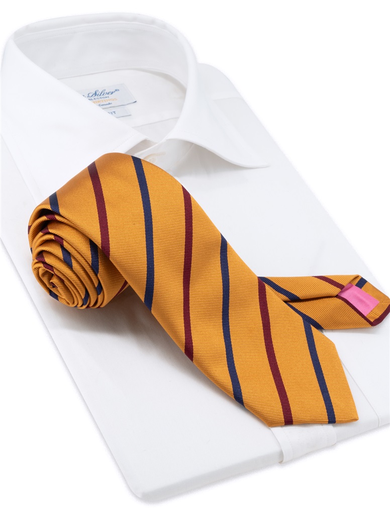 Silk Bar Striped Tie in Gold