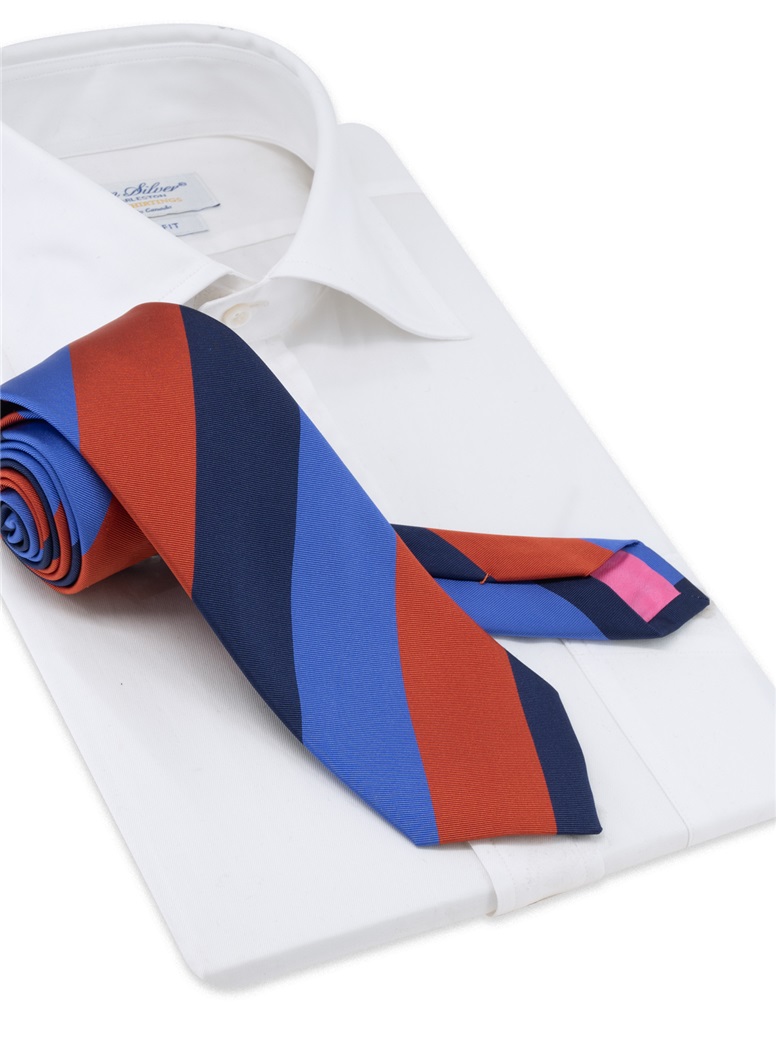 Silk Block Striped Tie in Periwinkle