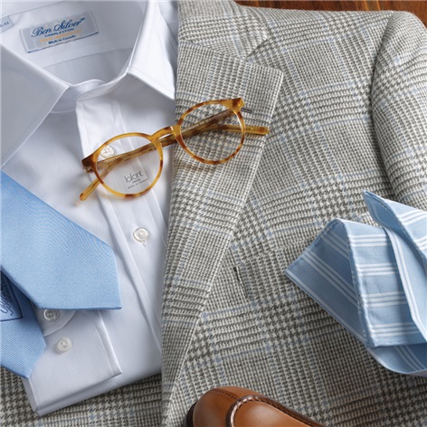 Grey and Cream Cashmere Glen Plaid Sport Coat