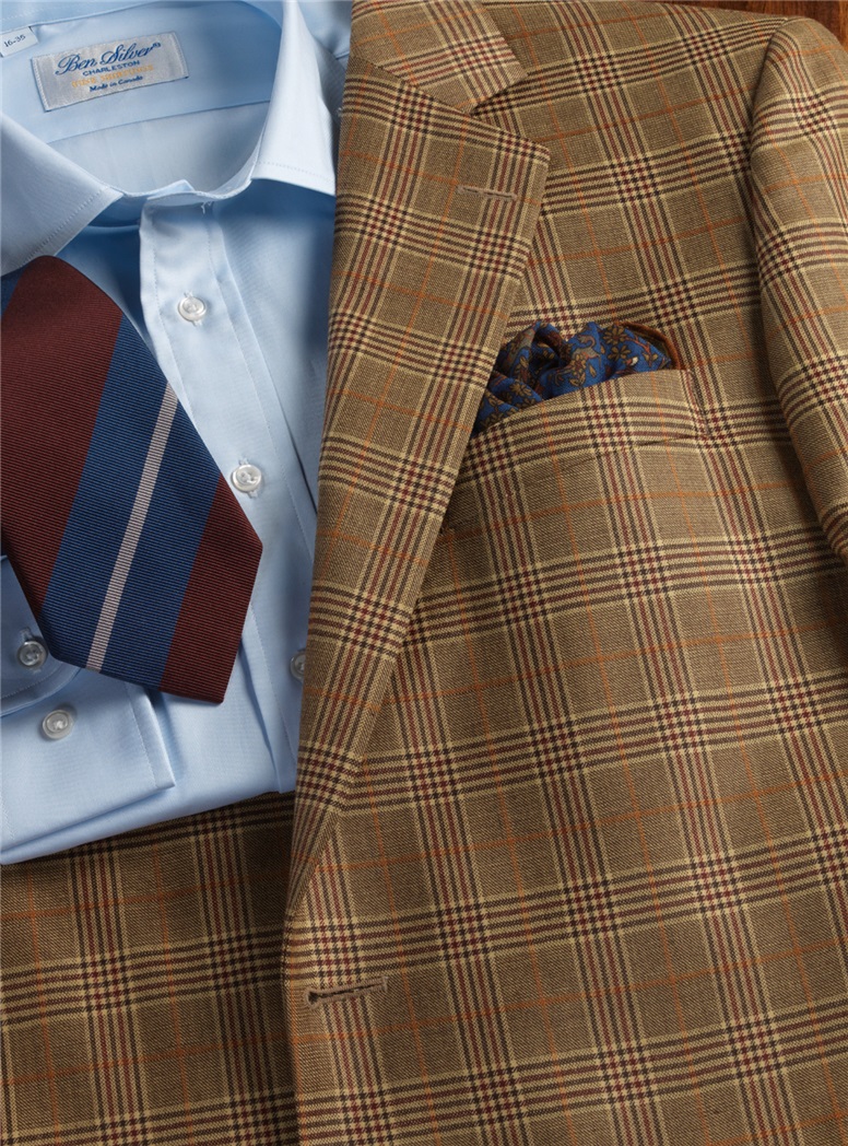Jacket Wool/Cashmere Chocolate and Sand Glen Plaid