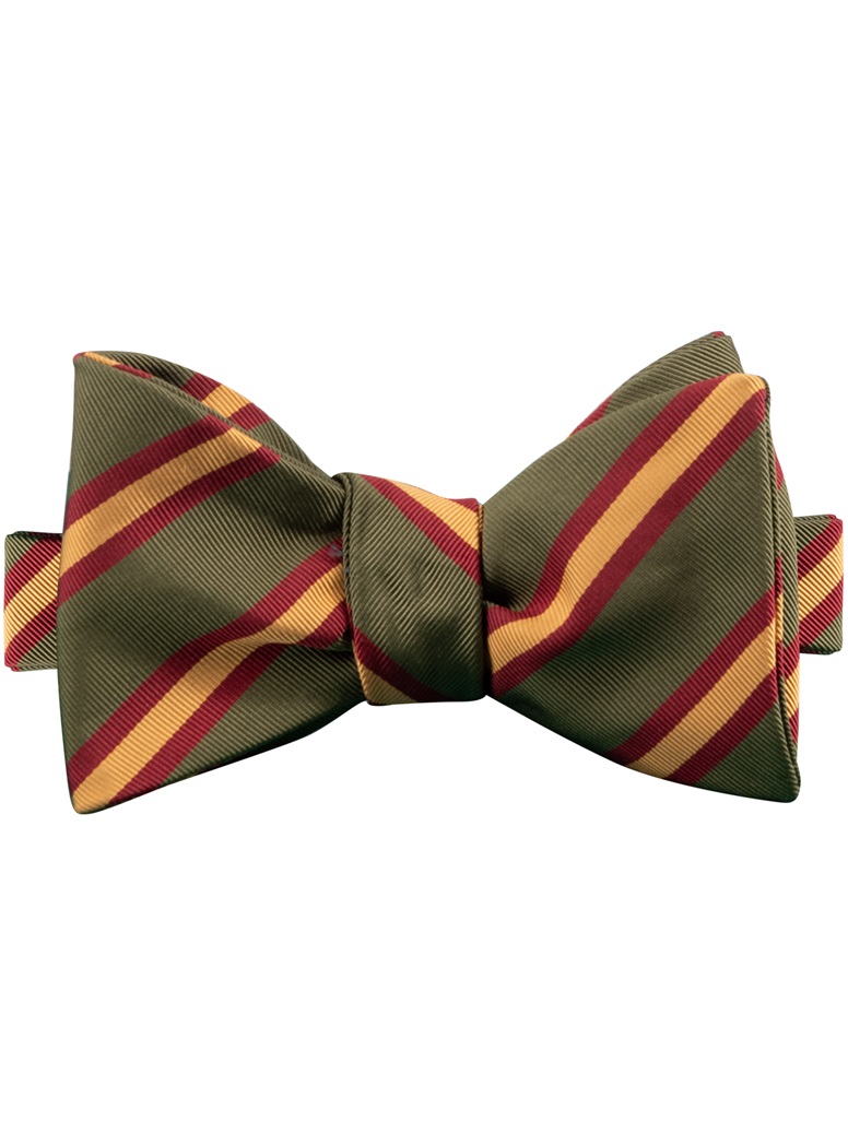 Mogador Silk Stripe Bow Tie in Fern