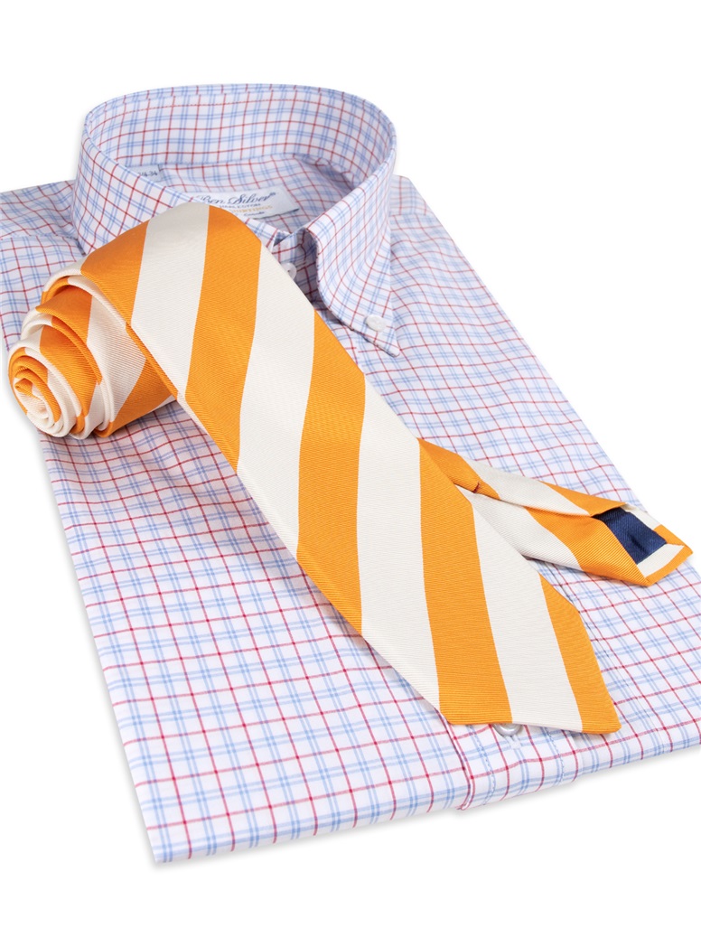 Mogador Silk Stripe Tie in Tangerine
