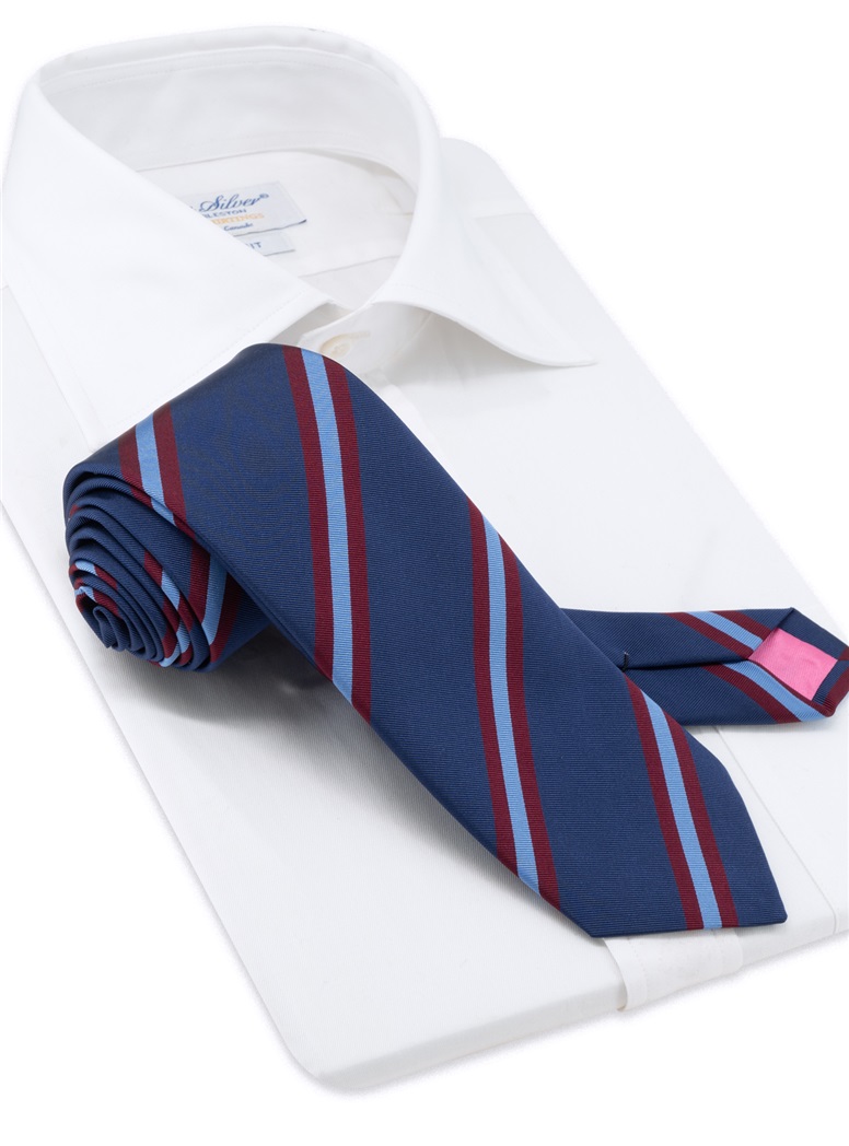 Mogador Silk Striped Tie in Denim