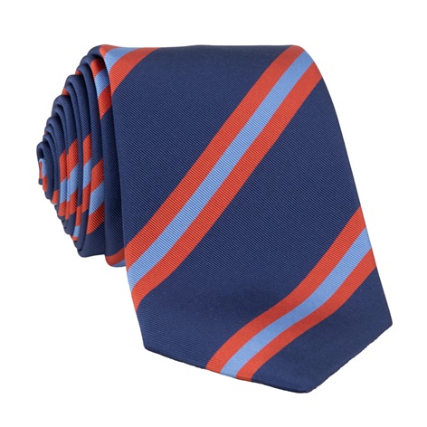 Mogador Silk Striped Tie in Navy