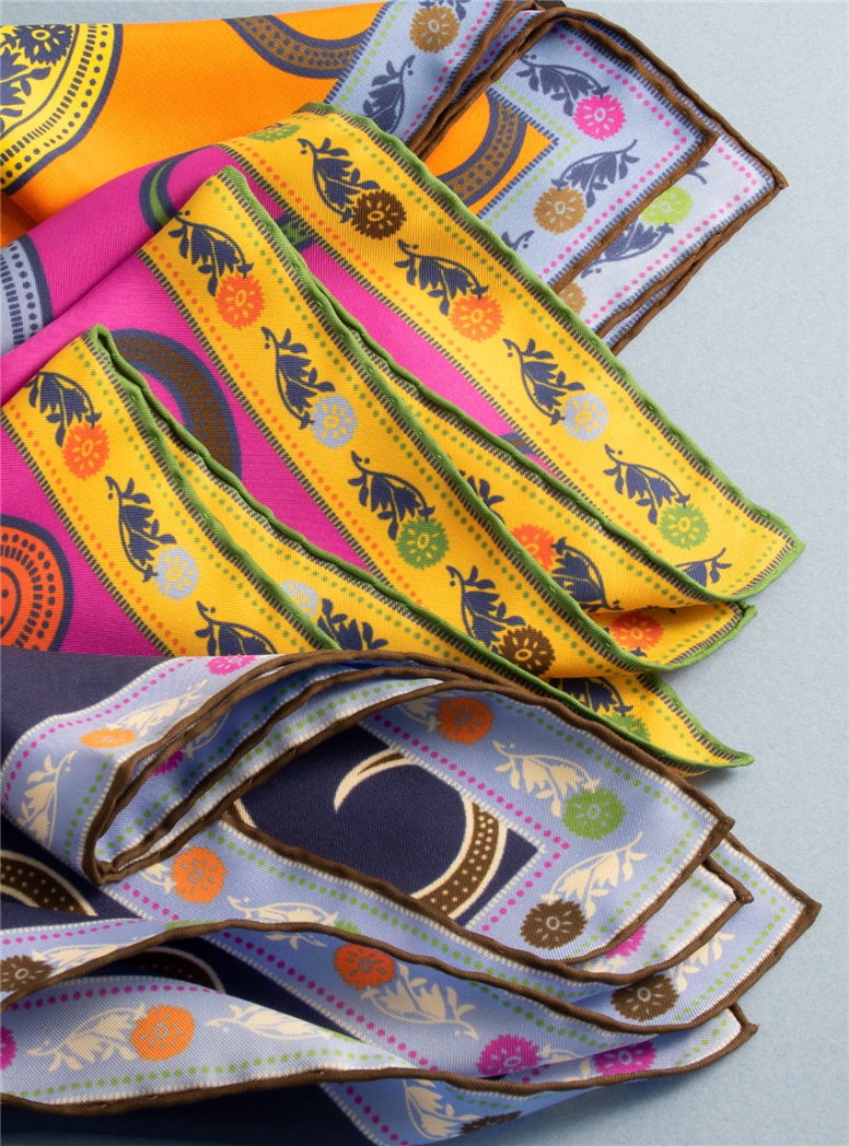 Silk Paisley Printed Pocket Squares - The Ben Silver Collection