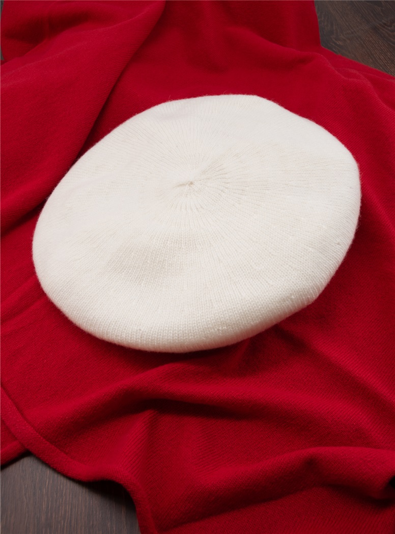 Ladies Cashmere Beret in White
