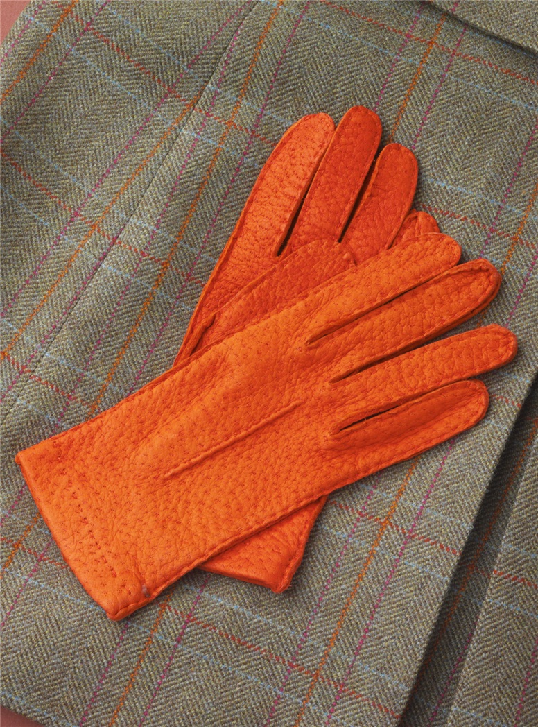 Orange Peccary Unlined Gloves