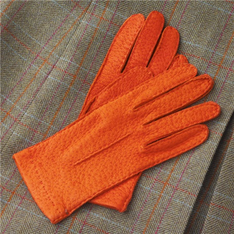 Orange Peccary Unlined Gloves