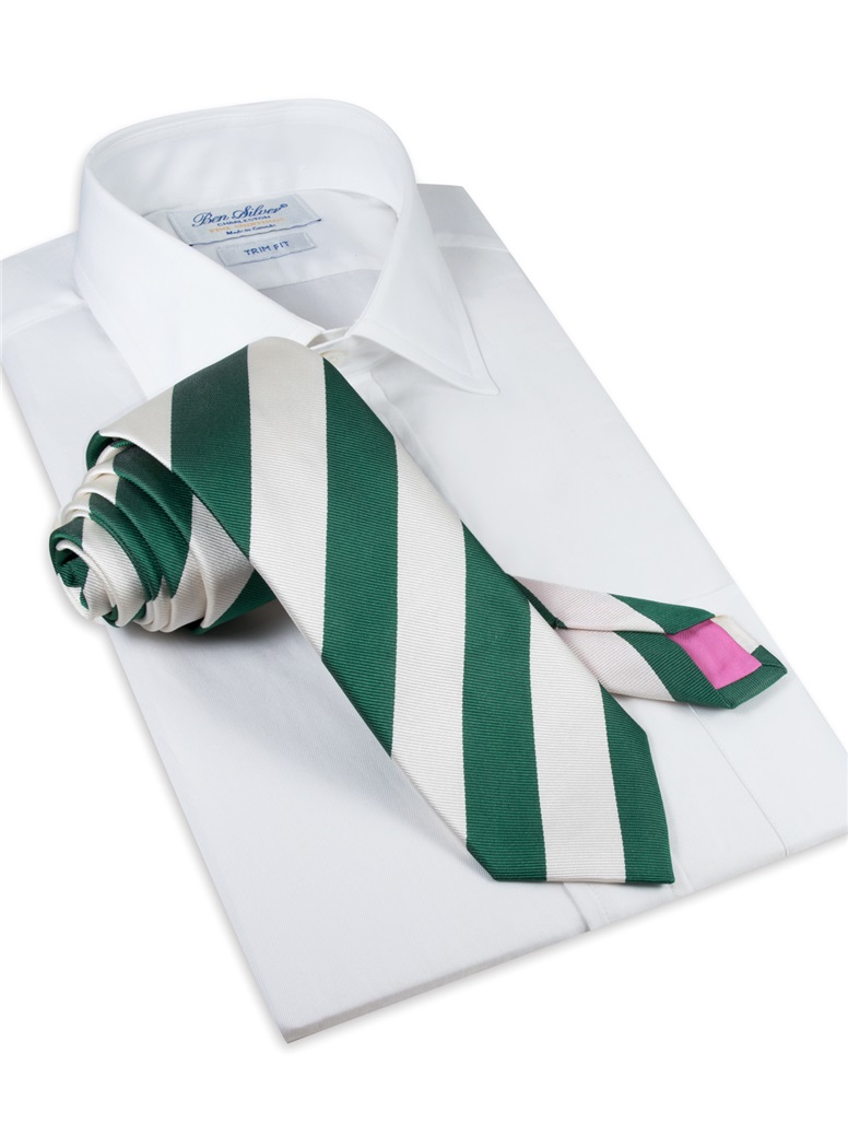 Silk Block Stripe Tie in Leaf