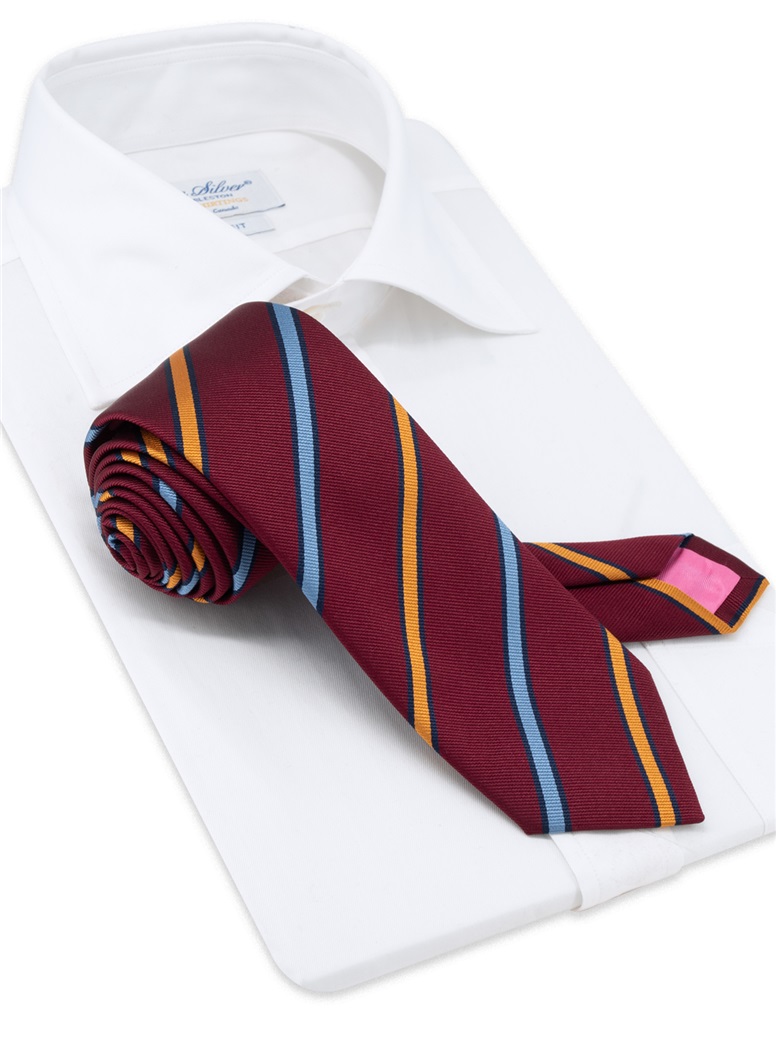 Silk Striped Tie in Garnet
