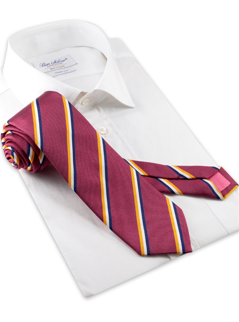 Silk Striped Tie in Plum