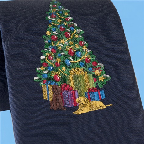 Christmas Tree Tie in Navy