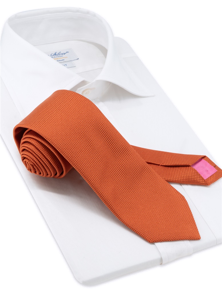Silk Basketweave Tie in Burnt Orange