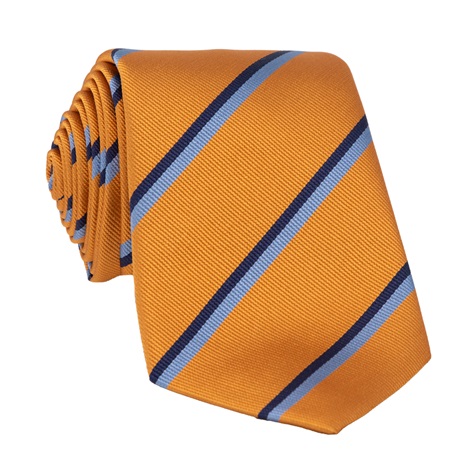 Silk Double Striped Tie in Gold