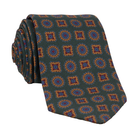 Silk Printed Madder Tie in Forest