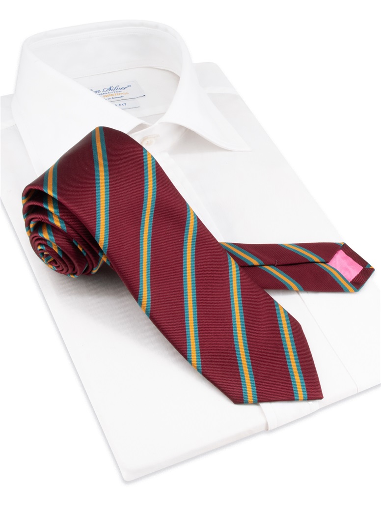 Silk Striped Tie in Wine