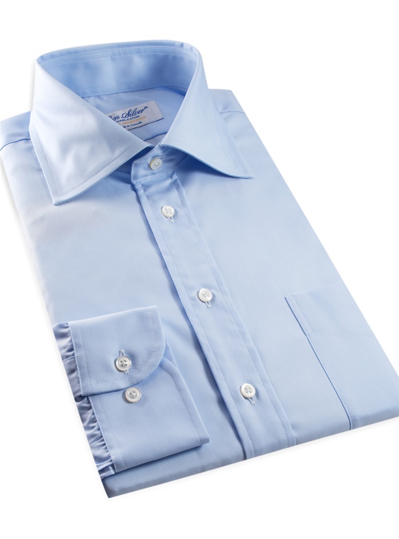 Sky Blue Twill Spread Collar Travel Shirt