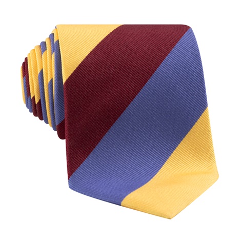 Silk Block Striped Tie in Burgundy, Periwinkle and Butter