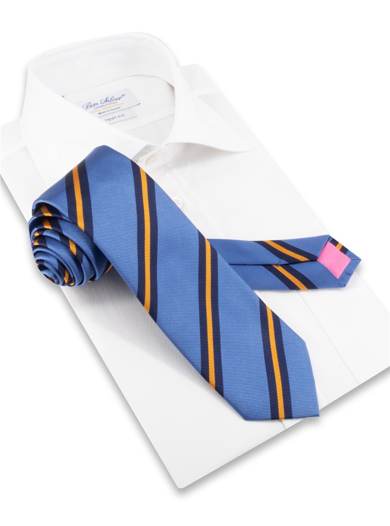 Silk Striped Tie in Cornflower